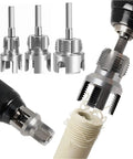 PVC Pipe Threader Set For Plumbing Repairs, 3-piece carbon steel tool kit threading one inch, one half inch, and three quarter inch pipes