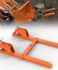 Beefed Up Clamp On Pallet Forks With Non Slip Pad And Tongue, 45 Inch Total Length, 2000 Lbs Capacity, Orange Quick Attach Fork Attachment