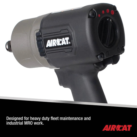 Heavy Duty Pneumatic Impact Wrench 3/4 Inch Drive Twin Hammer Composite Body Ergonomic Grip 1600 Foot Pounds Knocks Loose Stubborn Bolts Like Nothing For Grease Monkey Garages