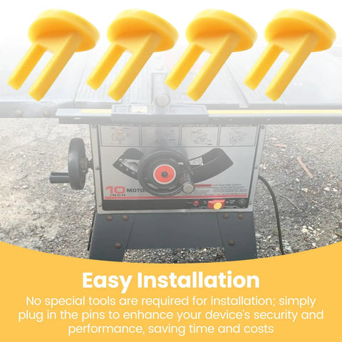 Rock Solid Replacement Safety Power Switch Key That Stops Sneaky Sudden Starts Cold And Keeps Your Table Saw Reset displayed on a table saw.