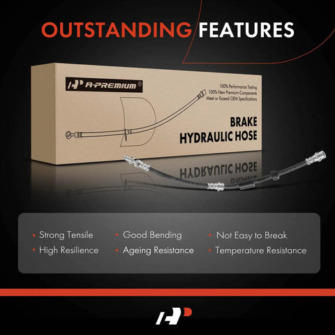 Front Brake Hydraulic Hose For Mazda 3 2004-2013 And Mazda 5 2006-2010 2012-2015 product packaging and hose display
