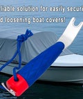 Top Snapper Tool for Boat Canvas Snaps and Cover Fastening displayed with a boat cover in the background.