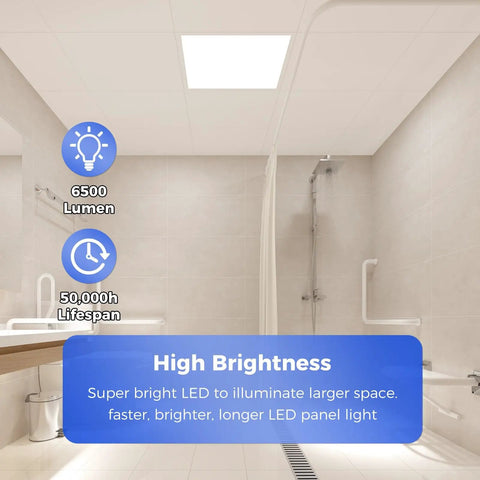 Two Pack 2 By 2 LED Flat Panel Lights Dimmable Lay In Recessed Ceiling Panels 120 277V 30 50W 5 CCT Options 3000K To 6500K Ultra Bright 6500 Lumens High Efficiency Drop Ceiling Lighting