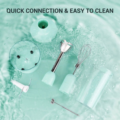 All-In-One 5-In-1 Immersion Hand Blender With 500W Power And Quick-Connect Attachments 860ml Food Chopper 600ml Beaker Milk Frother Egg