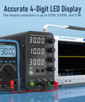 Variable DC Power Supply 0 To 32V 0 To 10A Switching Bench Power Supply with 20W USB C Quick Charge shown with four-digit LED display.