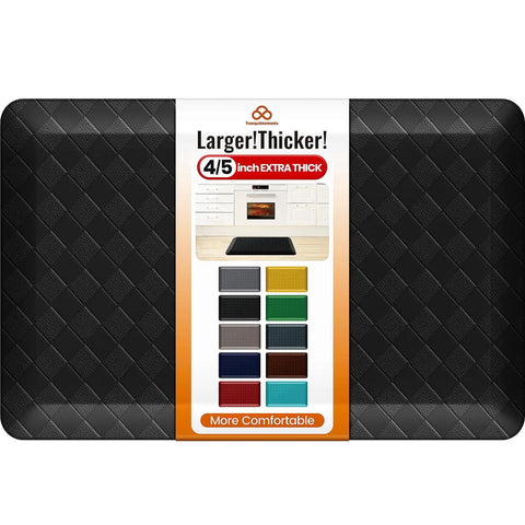 Extra Thick Four Fifths Inch Non Slip Anti Fatigue Kitchen Floor Mat Waterproof Stain Resistant Cushioned Comfort Mat For Standing And Office Use 17 By 24 Inches Black