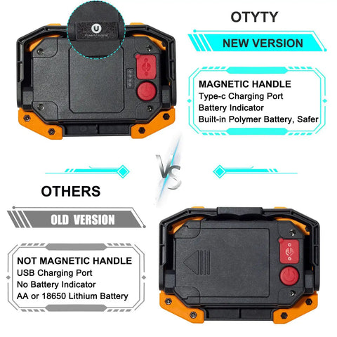 Comparison of Beast Bright Dual Pack 30W LED Work Lights with Magnetic Base and older model, highlighting new features.