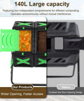 Dual Chamber Compost Tumbler For Outdoors, 2 Independent 70L Bins With No Fuss Setup, showing wider opening and large capacity