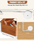 Diagram of Soft Close Toy Box Hinges With Heavy Duty Zinc Alloy Lid Support showing mounting sizes and positions for wooden boxes.