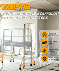 Heavy Duty Scaffold Outriggers Four Pack With Five Inch Lock Casters built for Baker style frames shown in workspace.