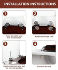 Installation steps for Elongated Wood Toilet Seat With Quiet Close For No Sweat Easy Clean Look Quick Release Hinges For Fast Cleaning Fits All American Toilet Brands Dark Walnut Finish Comfortable And Durable