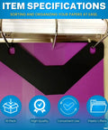 Black Binder Sheet Lifters For 11x8.5 Inch Binders, 3 Ring Binder Lifters, Pack Of 10, Keeps Pages Flat And Protected displayed in use.
