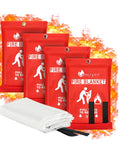 Four red emergency fire blankets with flame background, 40x40 inches, flame retardant safety cloth for home, kitchen, and more.