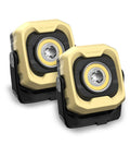 Magnetic Work Light Two Pack With IPX4 Waterproof, 4000mAh Battery, LED Flood and Spotlight, yellow and black design