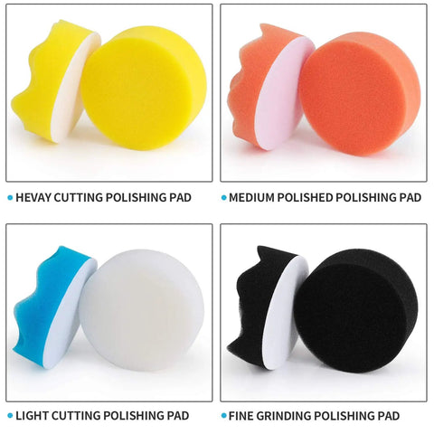 Pro Grade 3 Inch Drill Buffing Pad Kit With 11 Pieces Auto Detailing Foam Polishing Pads for Polishing Waxing Sealing Glaze