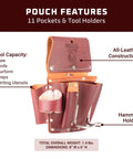 Pro Drywall Pouch With 11 Pockets And Tool Holders All Leather Built Tough On The Job Organizer in brown leather