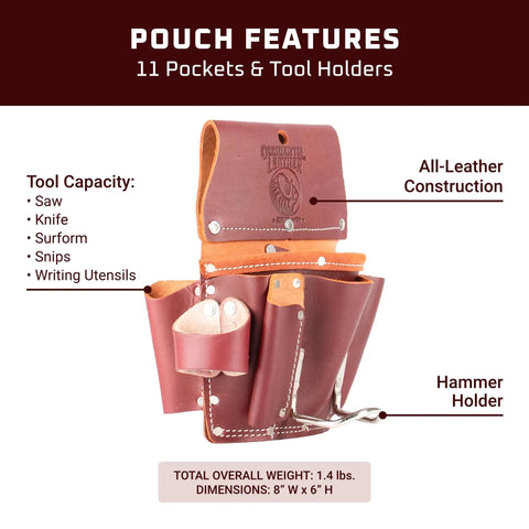 Pro Drywall Pouch With 11 Pockets And Tool Holders All Leather Built Tough On The Job Organizer in brown leather
