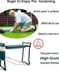 All In One Outdoor Garden Stool And Kneeler With Tool Bags Garden Bench And Kneeling Pad Portable Green Gift For Parent in garden