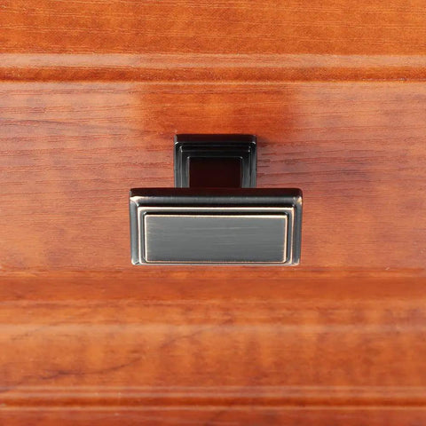 Oil Rubbed Bronze Cabinet Knobs 10 Pack Rectangular Single Hole Pulls For Cabinets Drawers Dresser Cupboard Bedroom Closet Bathroom K07 Heavy Duty Solid Metal Construction Easy To Install Hardware Set For Humid Environments on wood drawer