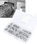 All-Purpose Spring Hose Clamp Kit 160Pcs For Automotive Radiator Hose with storage box showing 8 sizes, 6.5-18mm clamps
