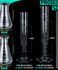 Ultimate 22 Piece Plastic Labware Set For DIY Home Science showing beakers and graduated cylinders sizes