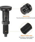 Rock Solid 3 Pack Ball Nose Spring Plunger Set With Push Fit Locking M12x1.5 Thread And 6mm Pin Diameter close-up of carbon steel plunger