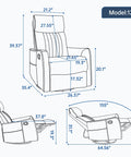 Dimensions of Full Body Massage Rocker Recliner With Heat Eight Vibrating Nodes For Back Lumbar And Legs Swivel And Manual Recline