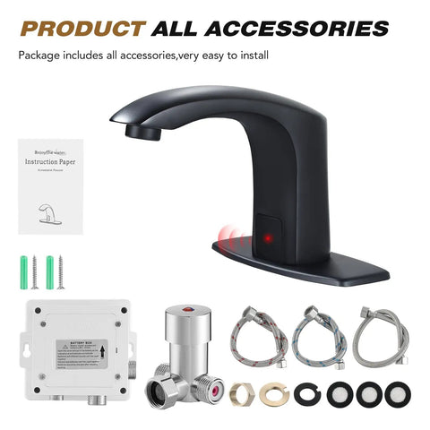 Touchless Sensor Bathroom Sink Faucet No Touch Hands Free Operation With Automatic Water Flow Includes Hole Cover Plate