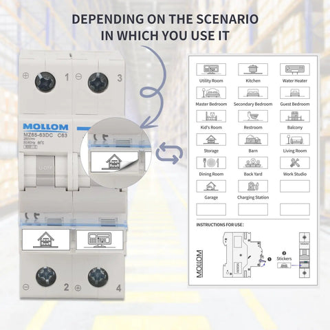 Two Pole DC Circuit Breaker 400V 30A C30 Thermal Magnetic Trip, 6kA Breaking Capacity, Ultra Fast 0.03 Second Trip, DC Disconnect Switch