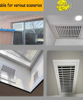 Badass Durable Black Return Air Grille And Wall Or Ceiling Vent Cover Featuring A Slick Removable Filter Door For Garage Shed Setup No Sweat Install Rock Solid Steel Build Quality shown in various installation scenarios.