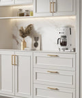 Champagne Bronze Cabinet Handles 25 Pack 5 Inch Square Drawer Pulls Stainless Steel Tarnish Resistant on white cabinets