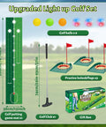 Glow In The Dark Kids Golf Putting Set With Light Up Balls Putter Putting Mat 3 Holes And 6 Balls Indoor Outdoor Yard Golf Toy