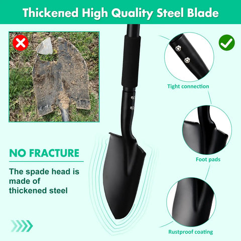 31 Inch Lightweight Metal Garden Shovel With 6 Inch Wide Flat Spade Handy Little Workhorse For Digging Planting Transplanting Yard
