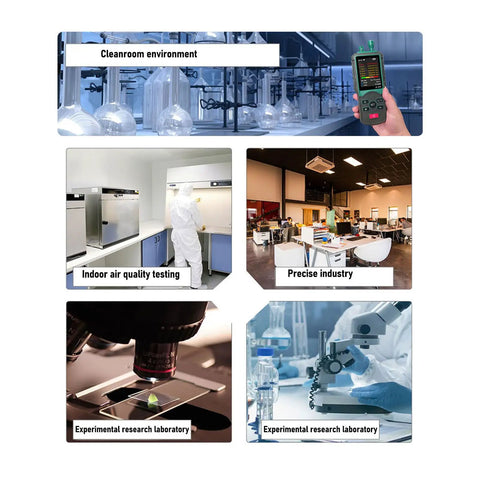 Grab And Go Handheld Dust Particle Counter Monitors Aerosol Density Checks Pm25 Plus Pm10 For Cleanrooms With Fast Digital Readouts And Straight Up Tight Accuracy in cleanroom settings.
