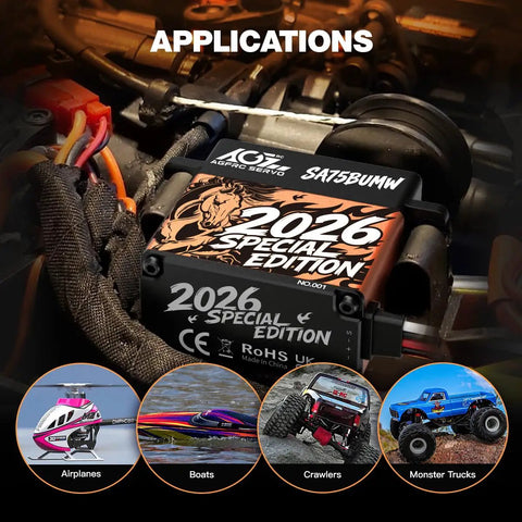 Beefed Up 62Kg Brushless RC Servo Motor With Full Metal Gear 0.092s High Speed At 16.8V Programmable Smart Servo For 1 To 10 and 1 To 8 RC Cars And Trucks Limited 2026 Edition Black And Orange Shell With Laser Engraved Horse Individually Numbered