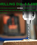 Drill bit in action on wood with Compact Benchtop Drill Press For Home Crafts And Jewelry Making, Ultra Quiet 7 Speed Drill With B10 Chuck
