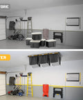 Garage Ceiling Tote Storage Rails Heavy Duty Overhead Bin Rack Adjustable Tote Slide System 4 Pack For 3 Bins Bins Not Included