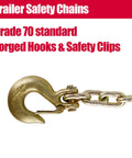 Two Pack Three Eighths Inch By Thirty Five Inch Trailer Safety Chains Grade 70 With Forged Clevis Grab Hooks Gooseneck 26400 Lb