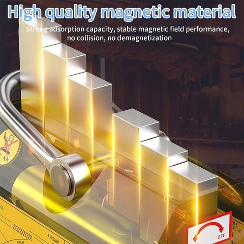 Powerful 440 Lb Neodymium Magnetic Lifter With Release Handle And Steel Hook visual, showcasing magnetic field performance.