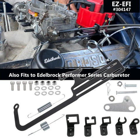 Beefed Up Throttle Cable Mount Kit For 4150 Carburetor Adjustable Steel Bracket Black Fits Automatic Transmissions TV Cables GM 700R4 Transfer Delivers Solid Throttle Control And Easy Install mounted on carburetor, includes hardware