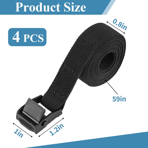Four Pack Tie Down Straps 0.78 Inch Wide By 5 Foot Long With Buckles Adjustable Ratchet Cam Lashing Straps For Trucks