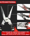 Powerful Lineman's Pliers With Wire Stripper And Crimper, Heavy Duty High Leverage Eight And A Half Inch, Red Grip