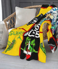 All Season Flannel Throw Blanket 60x50 Inches Lightweight Cozy Throw for Sofa and Bed draped over a wicker chair