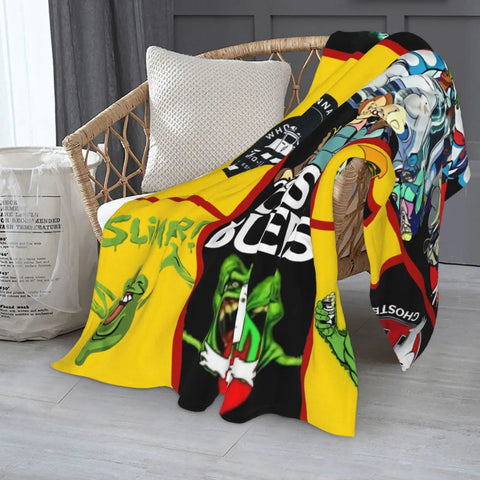 All Season Flannel Throw Blanket 60x50 Inches Lightweight Cozy Throw for Sofa and Bed draped over a wicker chair