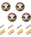 4 Pack Gold Cow Sunflower Cabinet Knobs And Round Drawer Pulls With Cool Design For Cabinets Walls And Dressers Durable Acrylic Zinc Alloy With Scratch Resistant Finish And Dual Screws