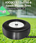 Twofer 13x5.00-6 Flat Free Lawn Mower Tires With Bearings 3/4 Inch 1/2 Inch And 5/8 Inch Replacement Wheels For Lawn Tractors And Push Mowers, Smooth Rolling, Durable Turf Tires. 13x5.00-6 flat-free tire with 3/4 in bearing and 4.2 in hub