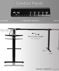 VIVO Electric L Shaped Standing Desk Frame With Height Adjustment For Corner Corner Corner Setup Control panel with memory presets.