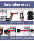 Operation steps for installing Heavy Duty Waterproof Adjustable Cable Gland Set 1/2 To 5/8 Inch 12-16mm PG19 Nylon.