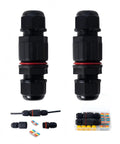 IP68 Waterproof Outdoor Junction Box Kit With 2 Pin And 3 Pin Cable Connectors, weatherproof electrical boxes and accessories.