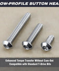 Built Like A Tank 304 Stainless Steel Torx Security Machine Screws 1/4-20 By 1 Inch Full Thread Button Heads, low-profile design.